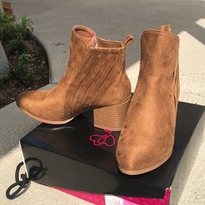 Brown faux suede booties